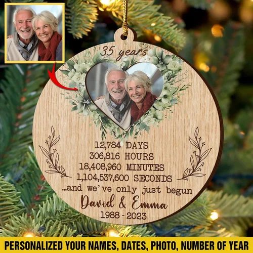 Miniatura 3 de V VIBEPY Adornos personalizados para parejas, adorno de aniversario 2023, 3.5 pulgadas, adornos de 3 capas, decoraciones de 35 aniversario