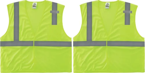Miniatura 10 de Ergodyne GloWear - Chaleco de seguridad reflectante de alta visibilidad, cierre de gancho y bucle 2-Lima