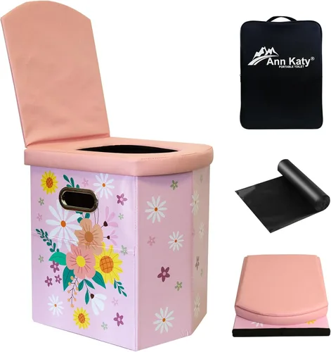 Miniatura 11 de Ann Katy Inodoro portátil XL mejorado, para adultos y niños, extragrande, de viaje, alto, con tapa, orinal compacto para automóvil, senderismo