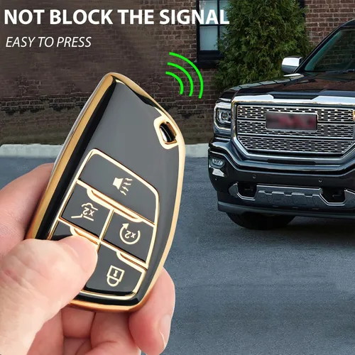 Miniatura 4 de OLLEN Funda para llavero de TPU suave, compatible con GMC Yukon Denali Sierra 2021-2025 2026, para Chevy Silverado Suburban Tahoe Buick, funda
