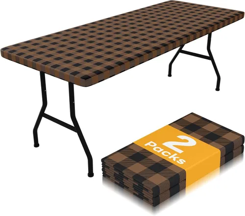 Miniatura 16 de Smiry Mantel de Mesa de Picnic Paquete de 2, Manteles Ajustables Elásticos Impermeables para Mesas Rectangulares de 18 x 72 pulgadas, Mantel