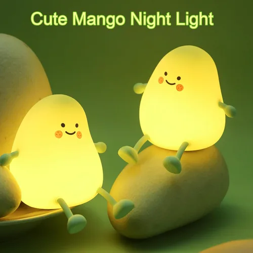 Miniatura 3 de Linda luz nocturna para niños, lámpara de sueño de mango, luz cálida, decoración de dormitorio, luz nocturna de silicona, luces nocturnas de bebé