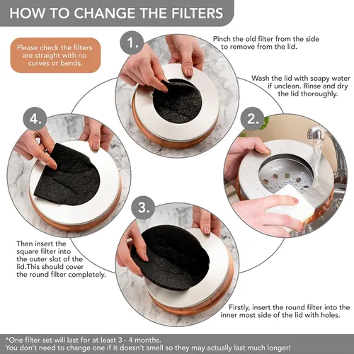Miniatura 6 de RED FACTOR Contenedor de Compost Premium para Encimera de Cocina - Cubo de Residuos de Alimentos de Acero Inoxidable con Tecnología Innovadora