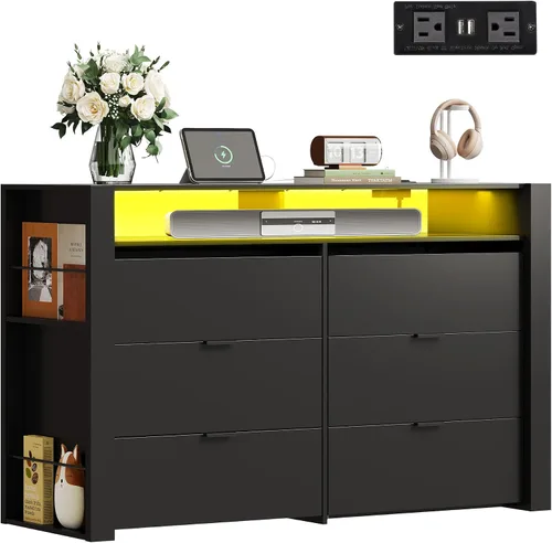 Miniatura 14 de WLIVE - Cómoda ancha de madera para dormitorio
