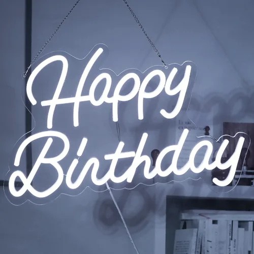 Miniatura 2 de Letrero de neón de feliz cumpleaños, luces decorativas para pared, bodas, bares, cafeterías, Navidad, decoración de fiesta en el hogar, regalo