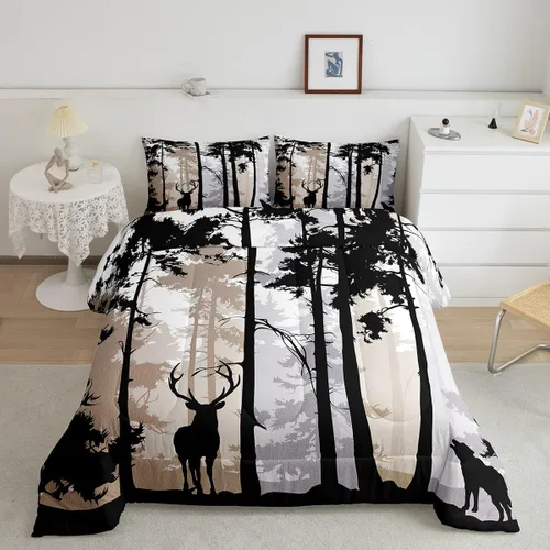 Miniatura 15 de Erosebridal Juego de edredón de campamento para niños y niñas, ropa de cama de campista tamaño twin, edredón vintage de campamento feliz