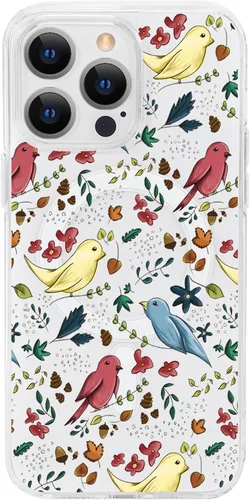 Miniatura 17 de Funda magnética de flores para iPhone 15 [compatible con MagSafe] Bonito patrón floral transparente a prueba de golpes