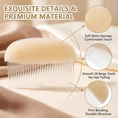 Miniatura 4 de ericotry Peine para el cabello, 2 piezas encantadoras inserciones de volumen para decoración del cabello, peine de esponja de espuma, herramienta
