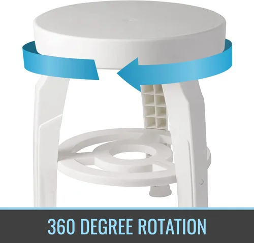 Miniatura 2 de HealthSmart Swivel Shower Stool Seat with Storage Shelf, Rotating Shower Chair for Bathtub, Tool-Free Assembly, White