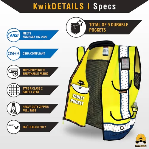 Miniatura 4 de KwikSafety GODFATHER SHERIFF - Chaleco de seguridad [amarillo/azul, pequeño] + paquete de casco de ala completa TORTOISE