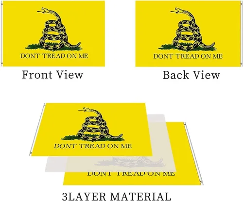 Miniatura 3 de Bandera Dont Tread On Me de 3x5 para Exteriores de Servicio Pesado 3 Capas 200D Banderas Gadsden Tea Party Serpiente de Cascabel Pancarta