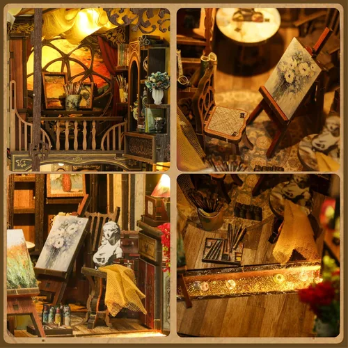 Miniatura 2 de Kit de Rincón de Libros para Adultos - Casa en Miniatura DIY con Luces LED - Kit de Manualidades de Rincón de Libros para Adultos con Rompecabezas