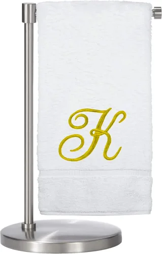 Miniatura 113 de Script R - Toalla de baño con monograma, regalo personalizado, 27 x 54 pulgadas, juego de 1 toalla bordada con texto dorado, 100% algodón turco