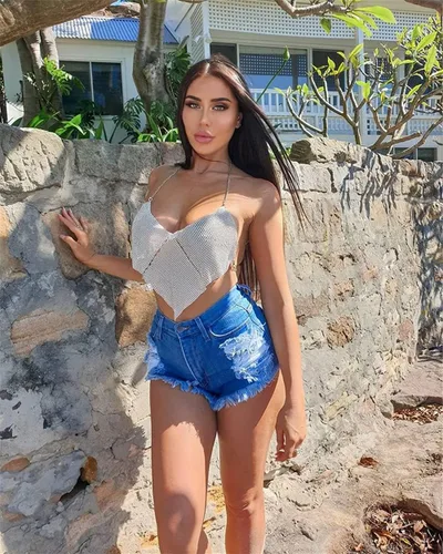 Miniatura 3 de Women Sexy Shiny Rhinestone Tank Top Deep V Neck Halter Metal Body Chain Crop Top Shirt for Night Club Party Rave Outfit
