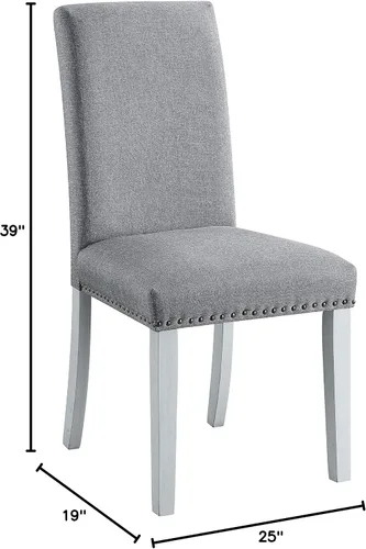 Miniatura 3 de Acme Lanton - Silla auxiliar en tela de lino gris y blanco antiguo