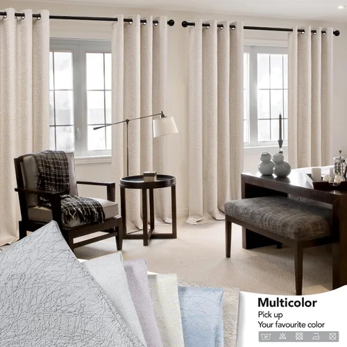 Miniatura 7 de Deconovo Cortinas 100% opacas, cortinas de sala de estar, cortinas opacas para dormitorio, 2 paneles, caramelo jacquard, 52 x 63 pulgadas