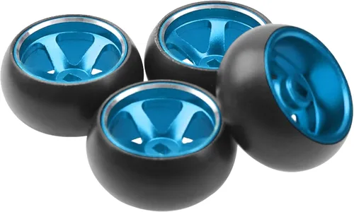 Miniatura 5 de Paquete de 4 neumáticos de plástico de 0.984 in x 0.433 in 1/28 con llantas de metal compatibles con Wltoys K969 K989 P929 Kyosho Mini-Z Mini-Q 1/28