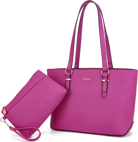Miniatura 16 de YZAOLL Bolsos para mujer de cuero sintético, medianos y grandes, bolso de hombro, cartera, juego de bolso de mano y billetera