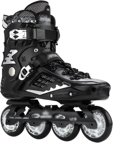 Patinaje en línea profesional de 4 ruedas para adultos, tenis de patinaje Slalom Speed Free Skate Racing Skate Men (Color negro, tamaño: 5