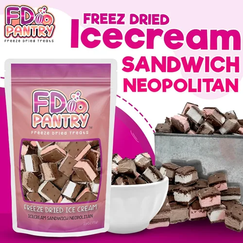 Miniatura 7 de Bocaditos de Cheesecake Liofilizados y Bocaditos de Sándwich de Helado - Estilo Nueva York, Napolitano - Chocolate, Fresa, Vainilla - Aperitivo