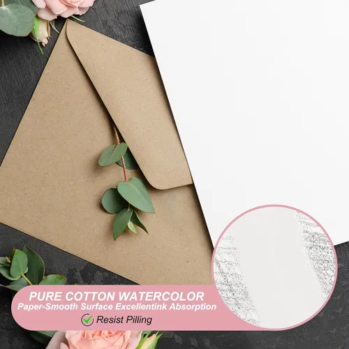 Miniatura 3 de PATIKIL 50 piezas de papel de acuarela de algodón puro de 140 lb/300 GSM, papel de pintura para colorear al agua, pintura de arte, acuarela, dibujo