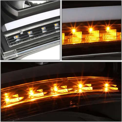 Miniatura 26 de DNA MOTORING HL-HPL-RM06-G-CH-AM LED U-Bar DRL Faros de señal de giro perseguidores compatibles con Dodge Ram 1500 06-08/Dodge Ram 2500 3500 06-09