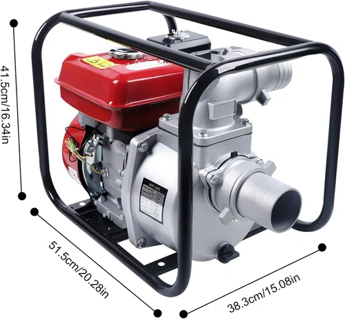 Miniatura 5 de Bomba de agua de gasolina de 7.5 HP 3600rpm, bomba de basura semialimentada a gas, bomba de agua de alta presión, bomba de agua de transferencia Rojo