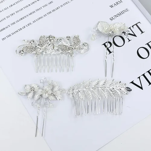 Miniatura 9 de Cinaci Paquete de 40 peines laterales para el pelo de novia con diamantes de imitación plateados brillantes y en forma de U, pasadores