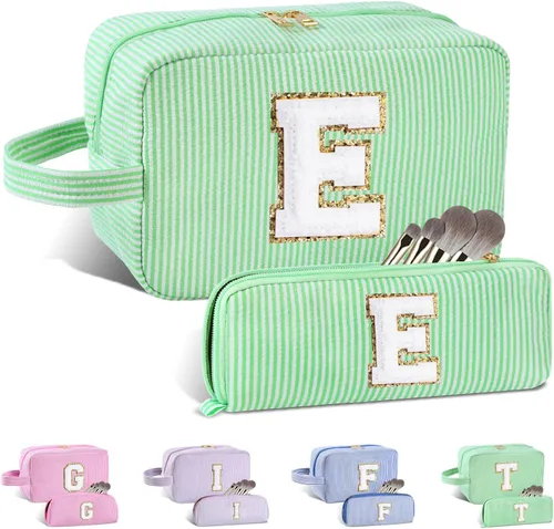 Miniatura 127 de Regalos personalizados para mujeres, bolsa de maquillaje con inicial, bolsa de maquillaje de viaje, bolsa de cosméticos, bolsa de artículos