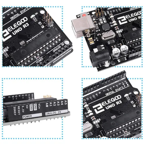 Miniatura 2 de ELEGOO Placa UNO R3 ATmega328P con cable USB (compatible con Arduino) para Arduino Compatible con proyectos IDE de Arduino, cumple con RoHS
