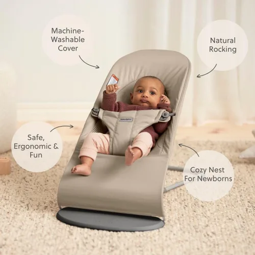 Miniatura 2 de BabyBjörn Bouncer Balance Soft, Tri-Fabric, Arena Gris Asiento Ajustable de Mecedora para Bebé y Silla para Niños de 2 en 1, de Recién Nacido a
