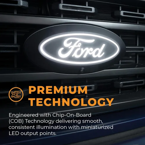 Miniatura 7 de Putco Luminix Emblema de rejilla ovalada con luz LED blanca - Compatible con Ford F250, F350, F450 17-25 sin cámara