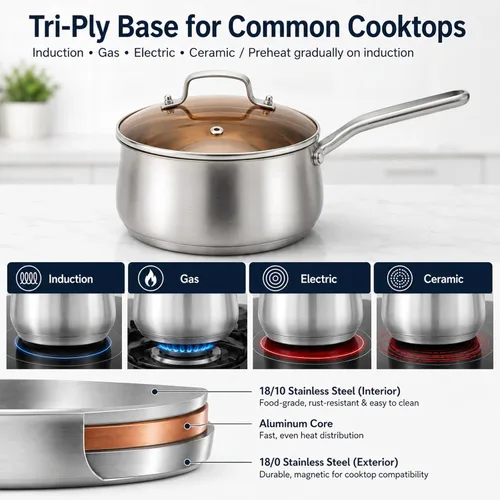 Miniatura 5 de WANGYUANJI Cacerola de acero inoxidable de 2.5 cuartos de galón con cesta de vapor, olla de vapor multiusos 2 en 1 para cocinar, verduras y pastas