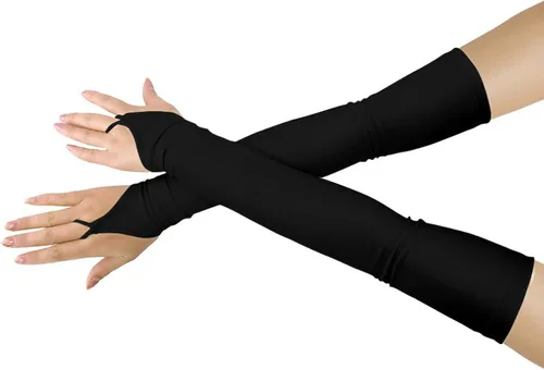 Miniatura 35 de Shinningstar Guantes largos de elastano elástico sin dedos sobre el codo para niñas y niños adultos