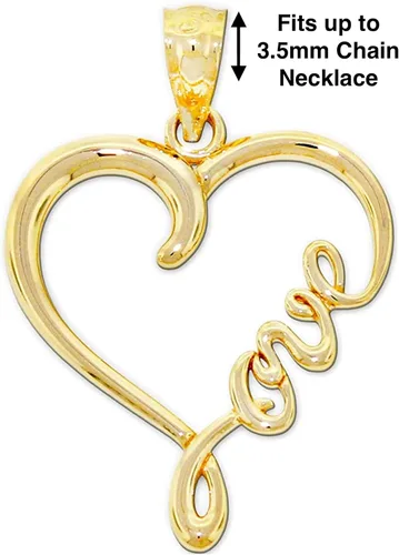 Miniatura 3 de Dije de corazón "Love" de oro macizo de 10 quilates - Colgante de corazón - Joyas de amor cursivo