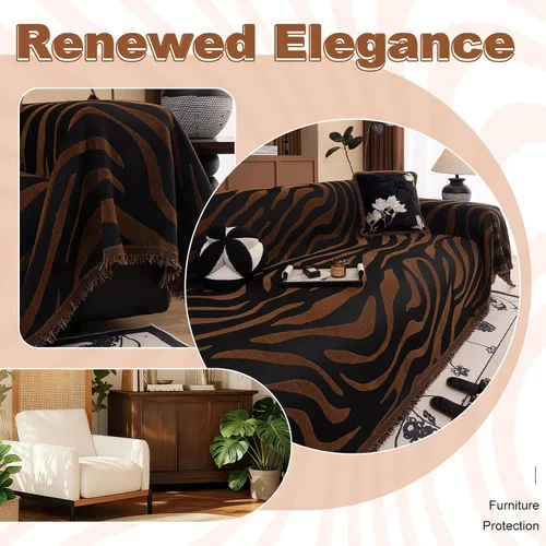 Miniatura 5 de ROOMLIFE Funda de sofá con estampado de leopardo para sofá de 3 plazas, lavable, protector de muebles para perros, funda de sofá suave