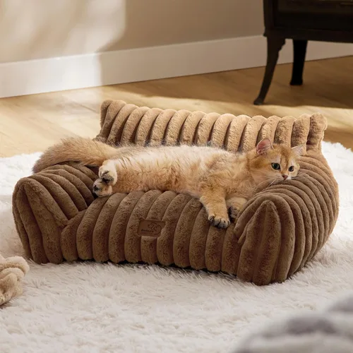 Miniatura 13 de Bedsure ComfyFleece Lindo sofá para gatos para mascotas, camas esponjosas para gatos con forro polar de pana suave de alta calidad, camas esponjosas