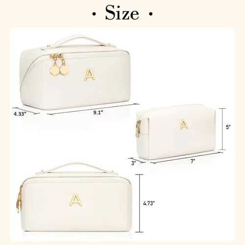 Miniatura 6 de Regalos de cumpleaños para mujeres y adolescentes, juego de bolsas organizadoras de maquillaje con iniciales personalizadas, bolsa de cosméticos
