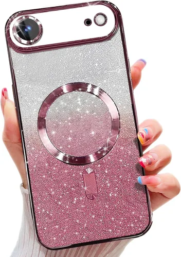 Miniatura 40 de Misscase Funda magnética compatible con iPhone 14 con purpurina y protector de lente de cámara, protección completa, compatible con MagSafe