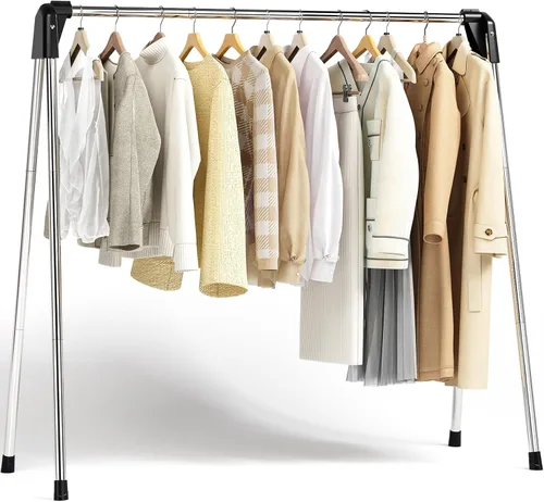 Miniatura 4 de APEXCHASER Tendedero plegable para ropa, estante de secado de ropa de acero inoxidable plegable, colgador de ropa para suéter, ropa de bebé, toalla