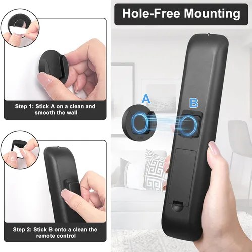 Miniatura 6 de YYILIS Soporte Magnético para Control Remoto de Montaje en Pared, Paquete de 4 Soportes para Control Remoto de TV para Ventilador/Aire Negro
