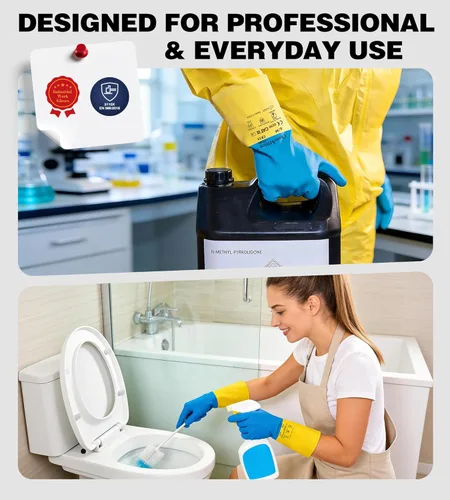 Miniatura 6 de AnTools 2 pares de guantes de goma y neopreno resistentes a productos químicos, guantes industriales de protección para resistir ácidos, álcalis