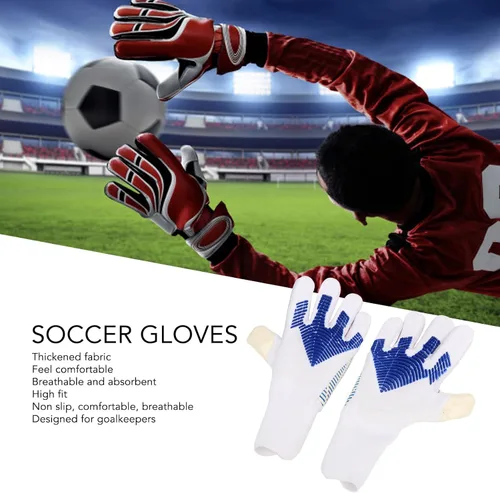 Miniatura 4 de Un par de guantes de portero de fútbol, guantes de portero de fútbol con fuerte agarre en la palma, protección para los dedos, látex antideslizante