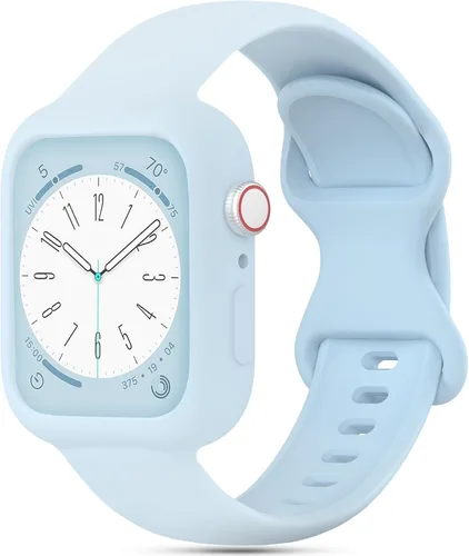 Miniatura 30 de Keebowz Funda Protectora de Silicona Compatible con Apple Watch de 38mm 40mm 41mm 42mm 44mm 45mm 46mm 49mm, Mujeres y Hombres, Correa Deportiva