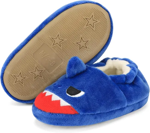 Miniatura 3 de KAKU NANU Pantuflas para niños pequeños con dibujos animados de animales, para niñas y niños, cálidas, de forro polar, para el hogar