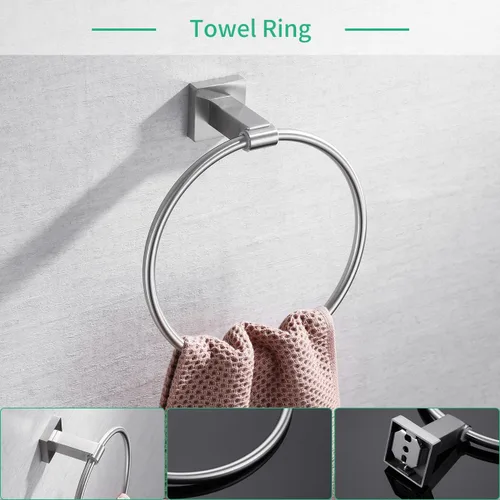Miniatura 4 de Miyili BS02N5 - Juego de accesorios de baño de 5 piezas para montaje en pared de acero inoxidable cepillado, incluye toallero doble, toallero