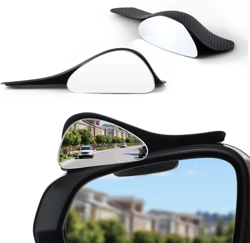 Miniatura 18 de LivTee Espejo de punto ciego para vehículo, con forma de ventilador asimétrico, vidrio HD sin marco, espejo retrovisor convexo con gran ángulo
