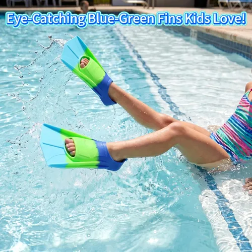 Miniatura 5 de Aletas de Natación para Niños, Aletas Cortas Cómodas para Natación de Vueltas y Entrenamiento para Niños, Niñas, Niños, Principiantes