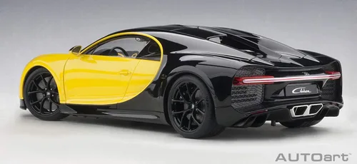 Miniatura 2 de Autoart Bugatti Chiron Jaune Molsheim Amarillo y Nocturne Negro Modelo 1/18