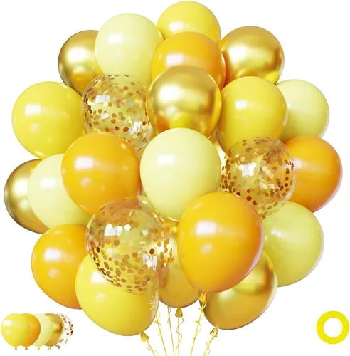 Miniatura 15 de 75 globos negros y dorados, globos de confeti negro y dorado de 12 pulgadas, globos de látex dorados para cumpleaños, Año Nuevo, boda, fiesta